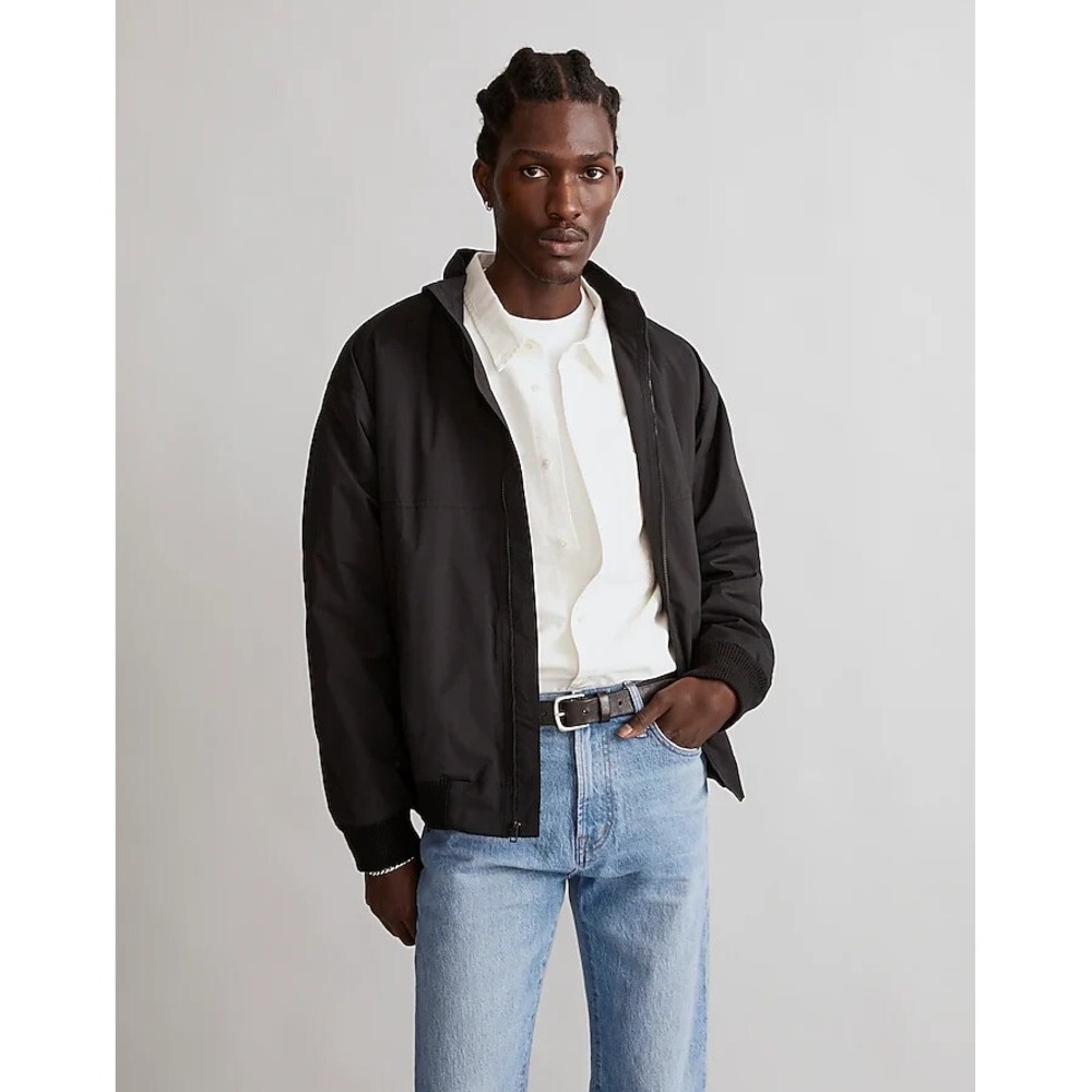 Madewell Men's Fleece Lined Bomber Jacket True Black Size XS